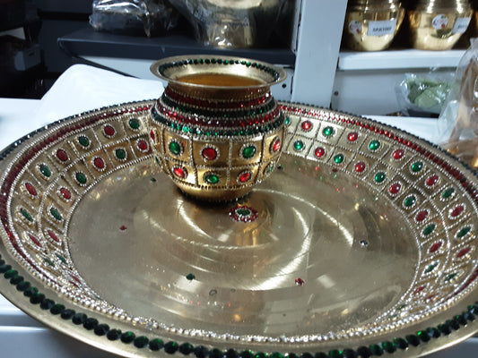 Brass Kalash And Plate