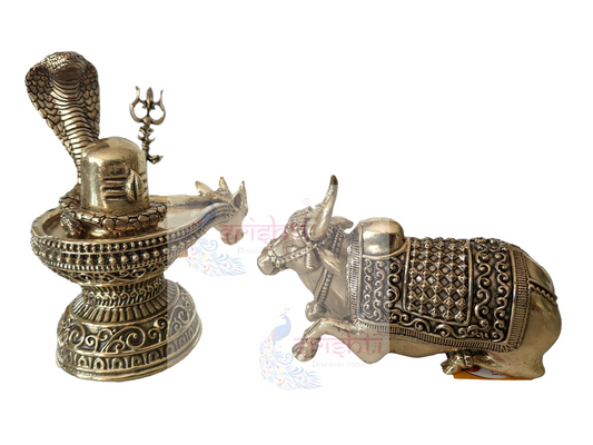 Premium Brass Nandhi ling Set-4 Inches