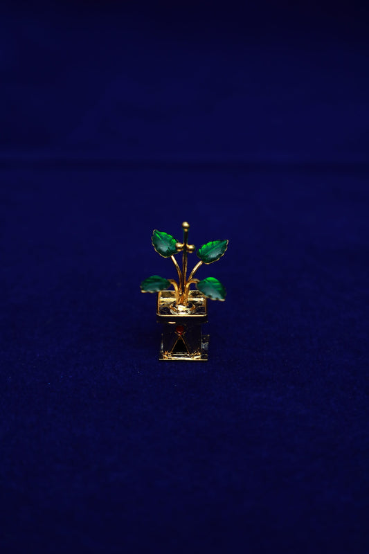 Pure Silver Tulsi Stand Gold Plated-6 Grams