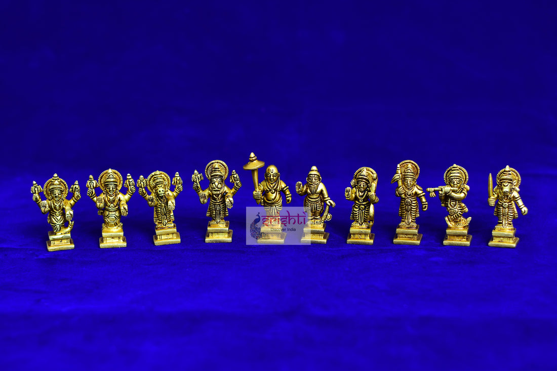 Brass Dhasavatharam Set-2.5 Inches