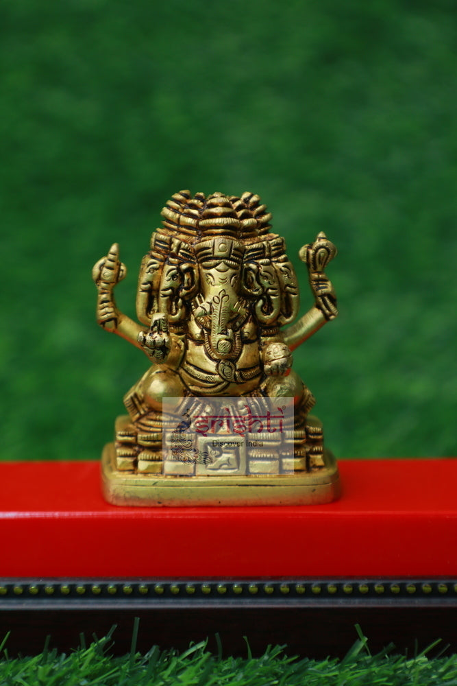 Brass Panchamuga Ganesha-3.5 Inches