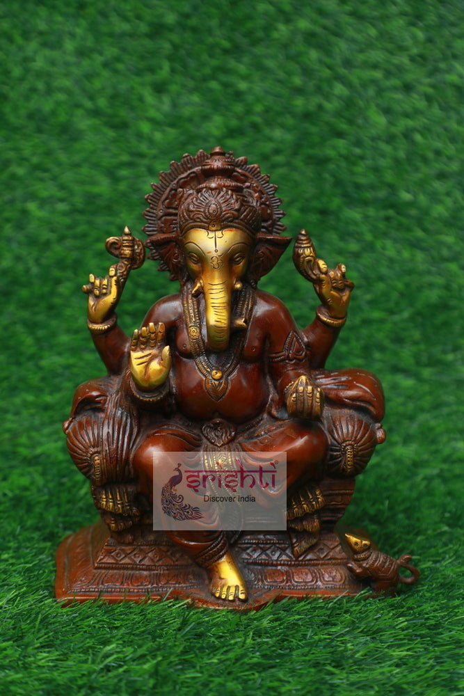 Brass Ganesha(Brown Color)-9.5 Inches