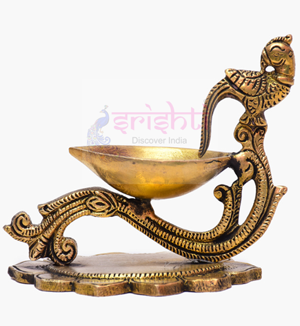 Brass Parrot Diya-4 Inches