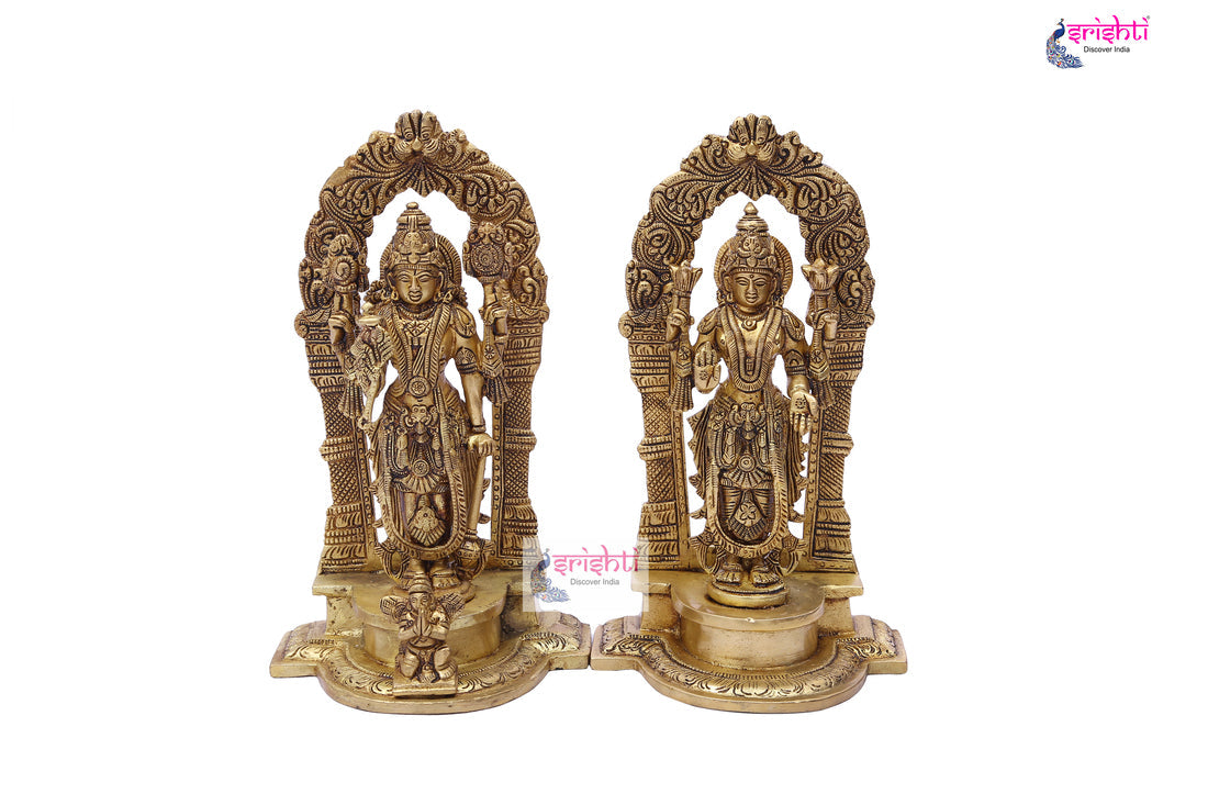 Brass Vishnu Lakshmi - 9 Inches