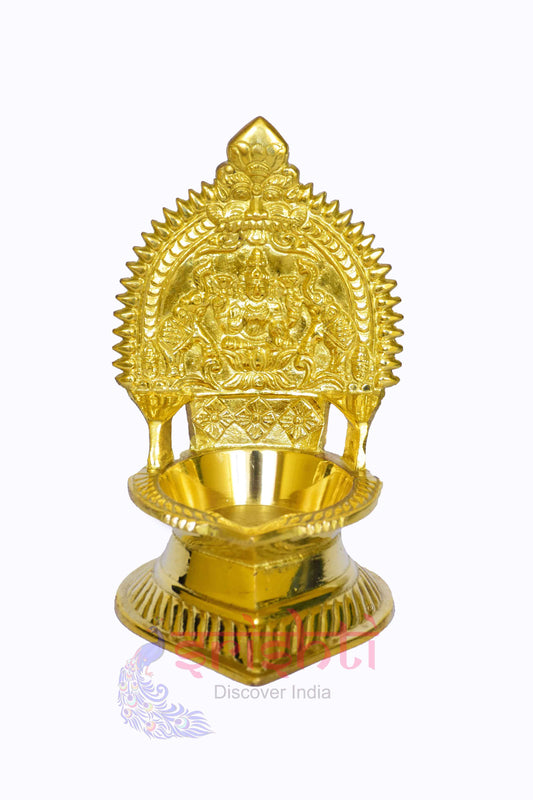 Brass Kamakshi Diya Gajalakshmi Embossed-LM01