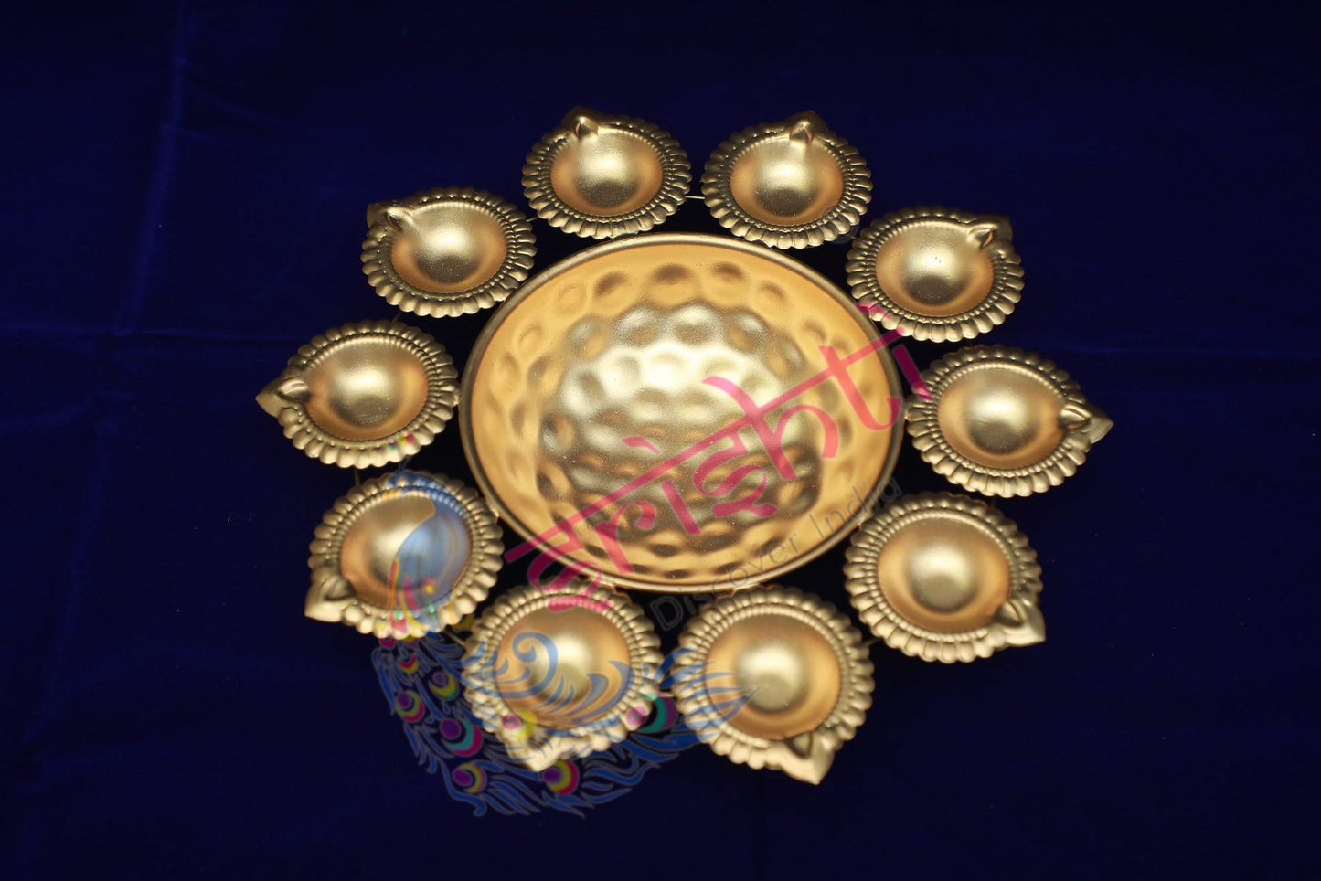 Metal Uruli with Diya-11.5 Inches