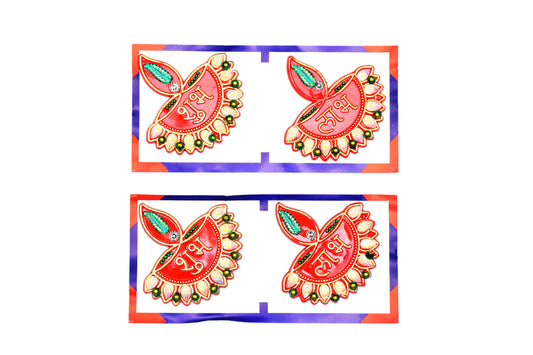 Shubh Labh with Diya Model (Pack Of 2)-M01 Acrylic Sticker