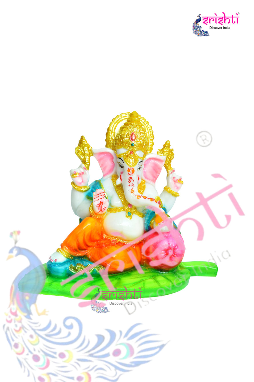 Marble Leaf Ganesha-5.5 Inches-M01