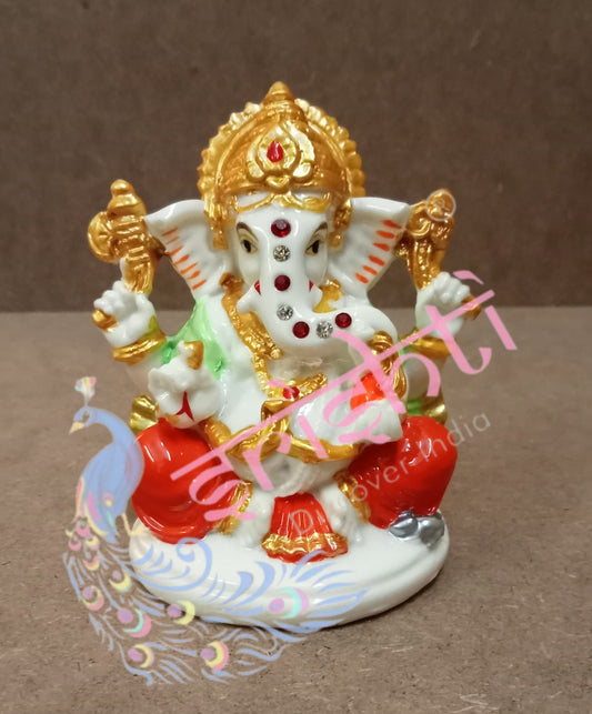 Marble Ganesha-M02-4 Inches