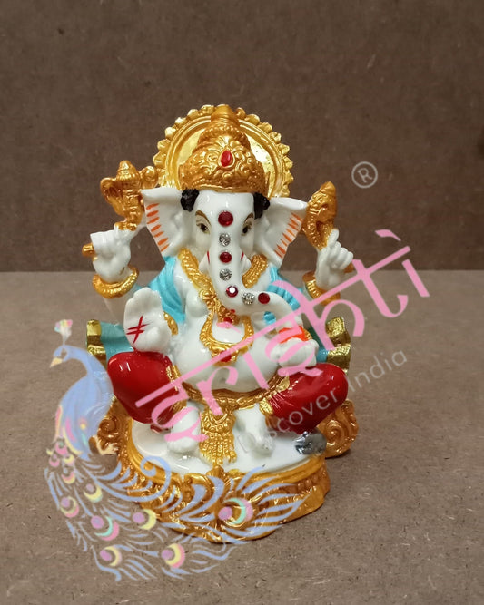 Marble Ganesha-M03-4 Inches