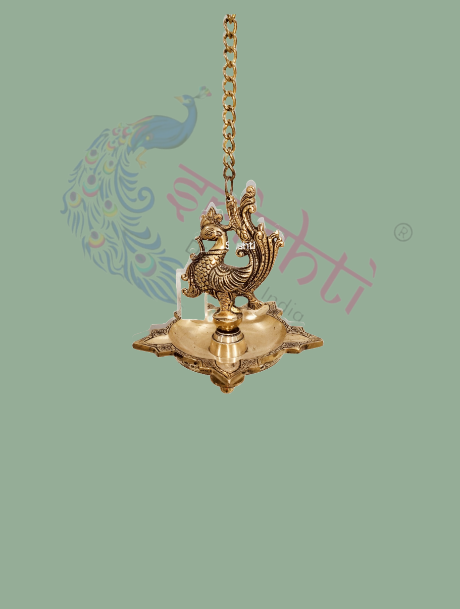 Antique Finish Brass Hanging Annam Diya-32 Inches length