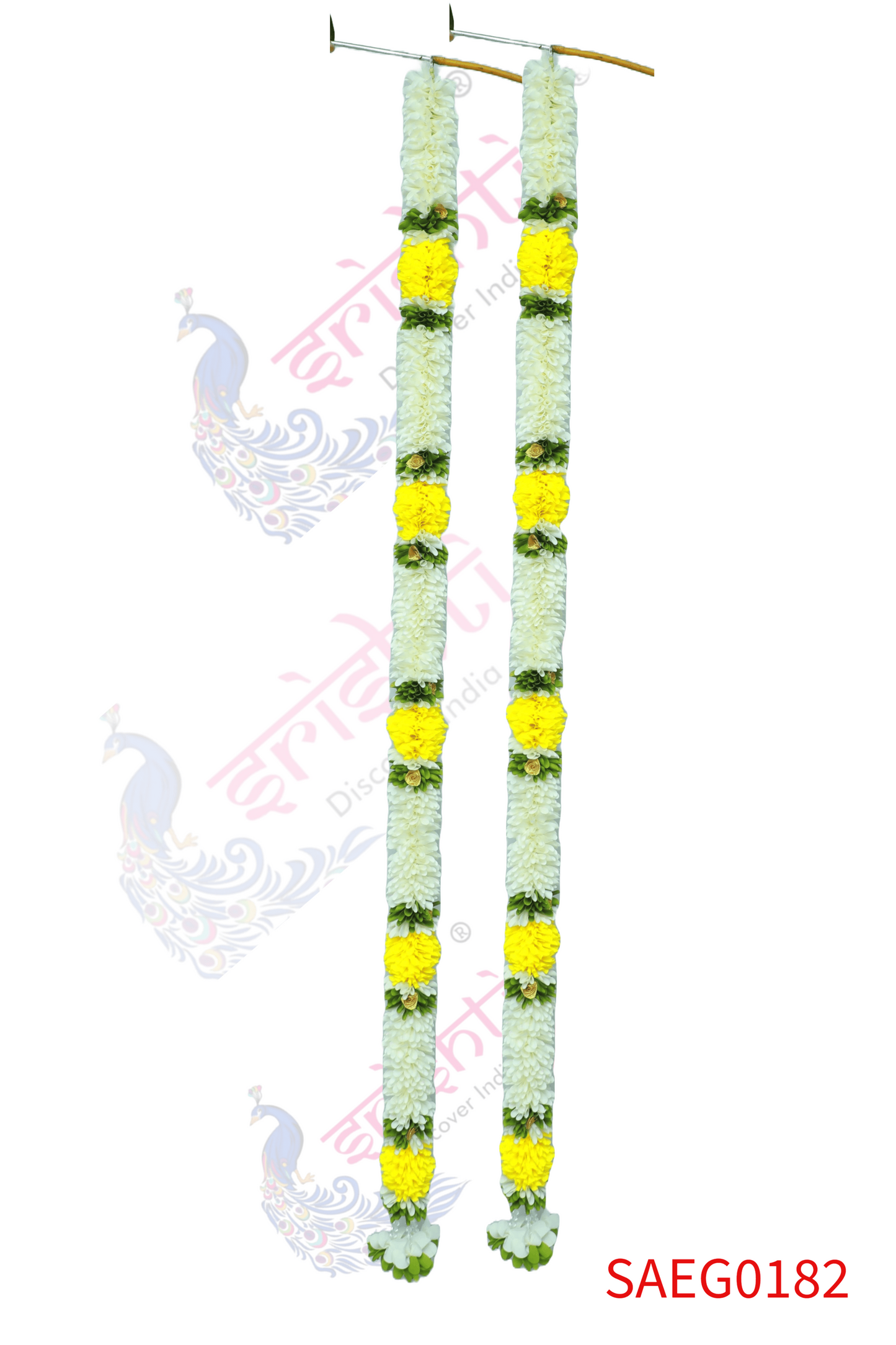 Artificial Entry Door Garland Pair (White with Yellow)-69 Inches