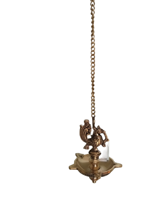 Antique Finish Brass Hanging Annam Diya-32 Inches length