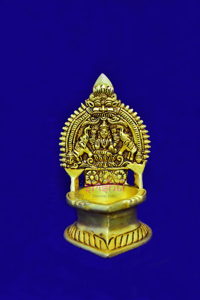 Brass Gajalakshmi Embossed Kamakshi Diya-M01