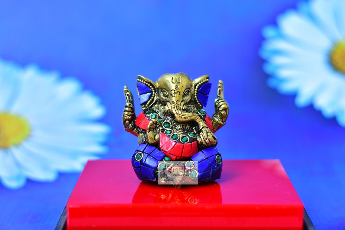 Brass with Stone Work Ganesha-M01