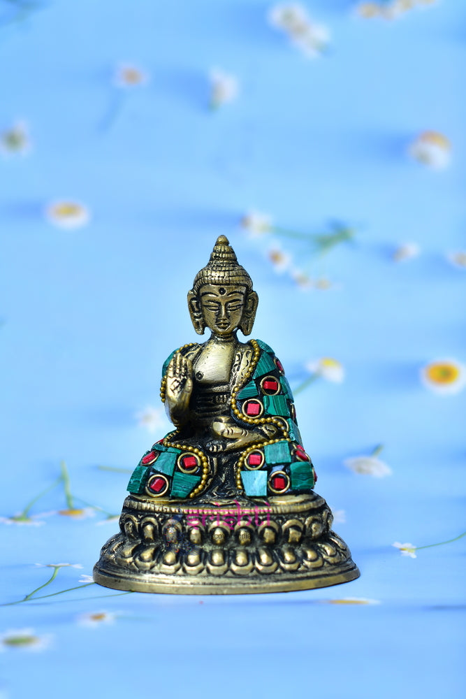 Brass Stone Work Buddha-M04