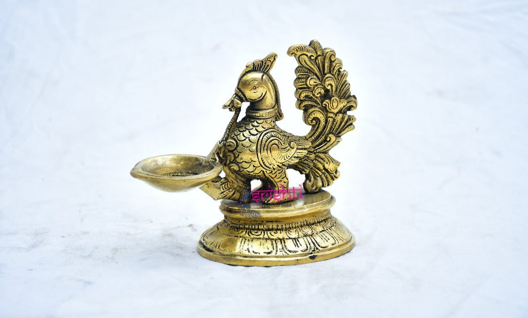 Antique Finish -Fine Craft- Sturdy Brass Annam Diya-13 CM (Weight: 0.85 Kg )