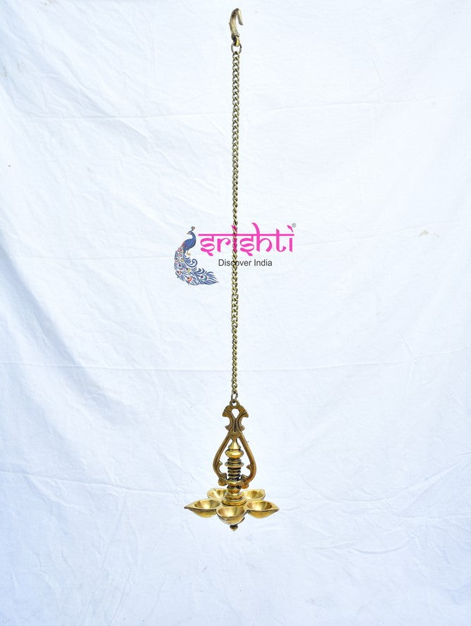 Antique Finish -Fine Craft- Sturdy Brass Hanging Diya-66 CM (Weight: 0.85 Kg )