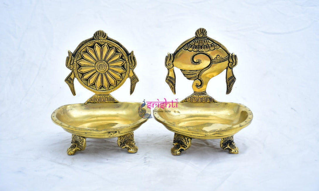 Antique Finish -Fine Craft- Sturdy Brass Diya - 12.7 CM (Weight: 1.7 Kg )