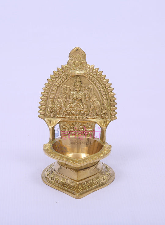 Brass Kamakshi Diya Gajalakshmi Embossed 6 Inches