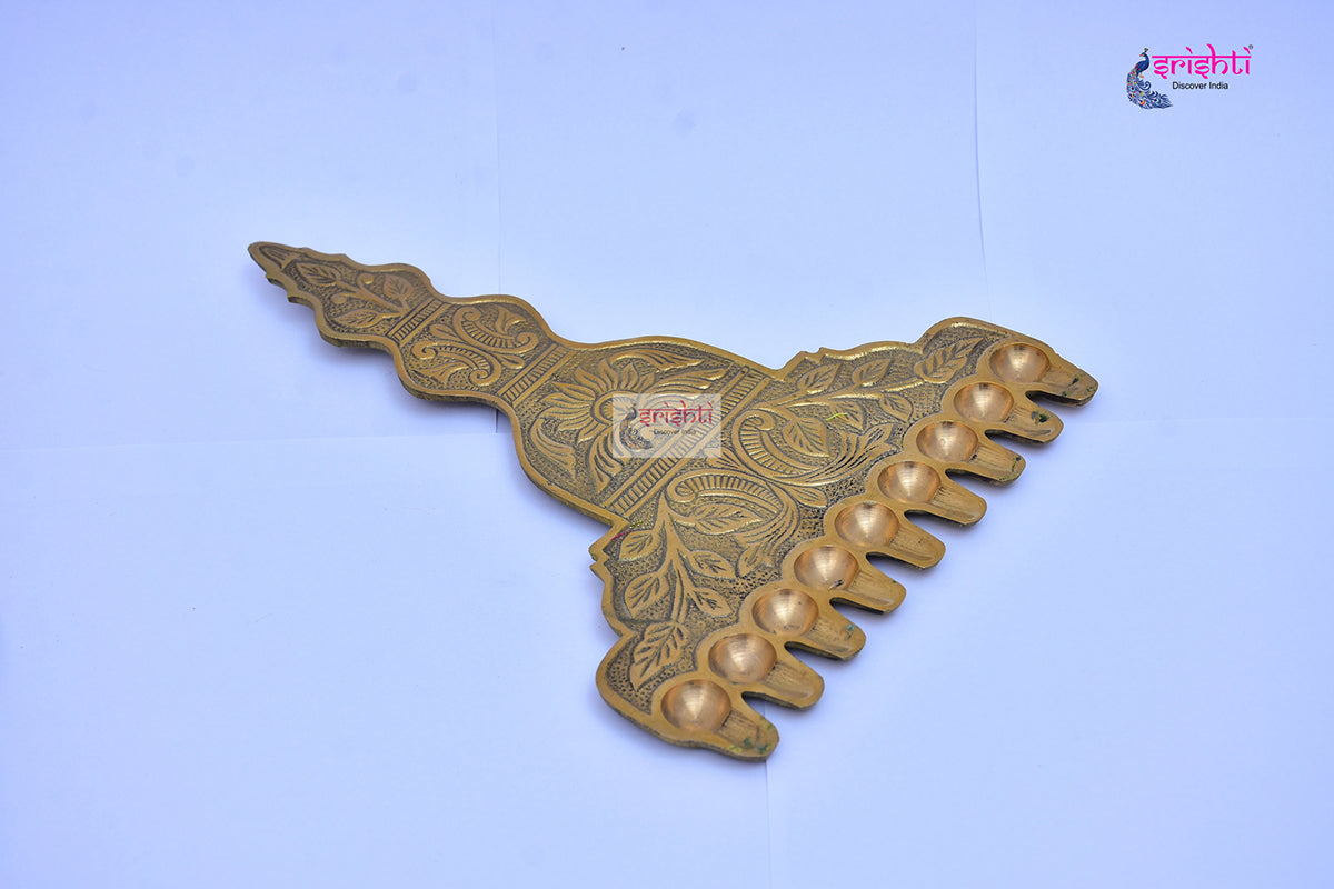 Brass 9 Face Aararti-12 Inches