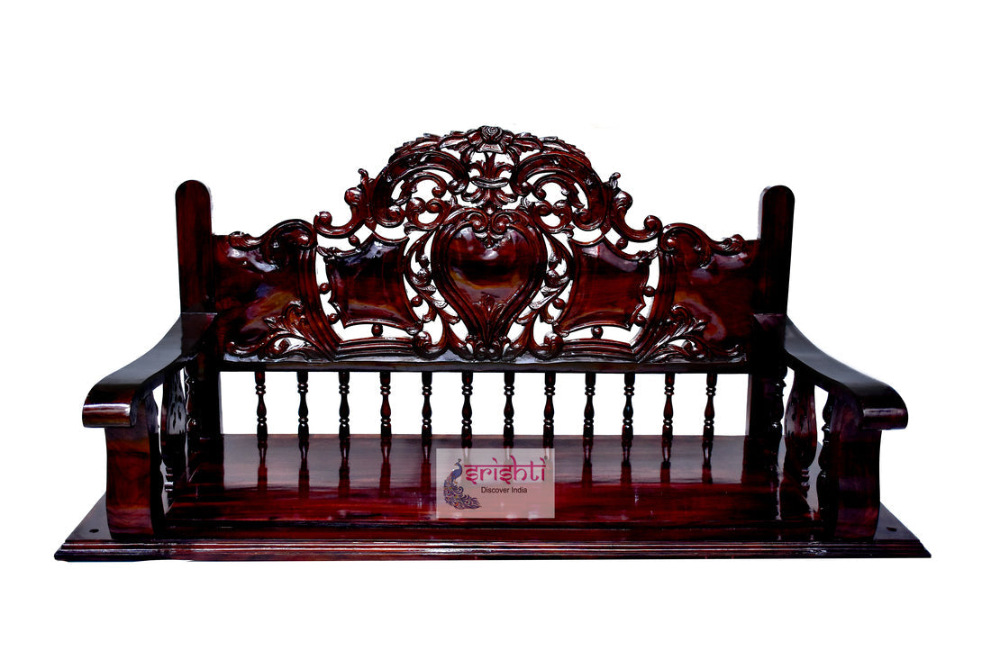 Wooden Jula with Flower Carving Back Rest-60 X 24 Inches