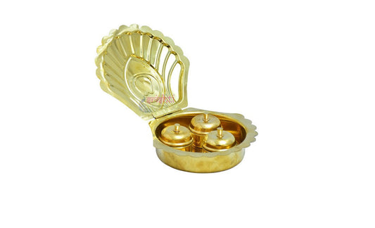 Brass 3 cup kumkum cups (shell)